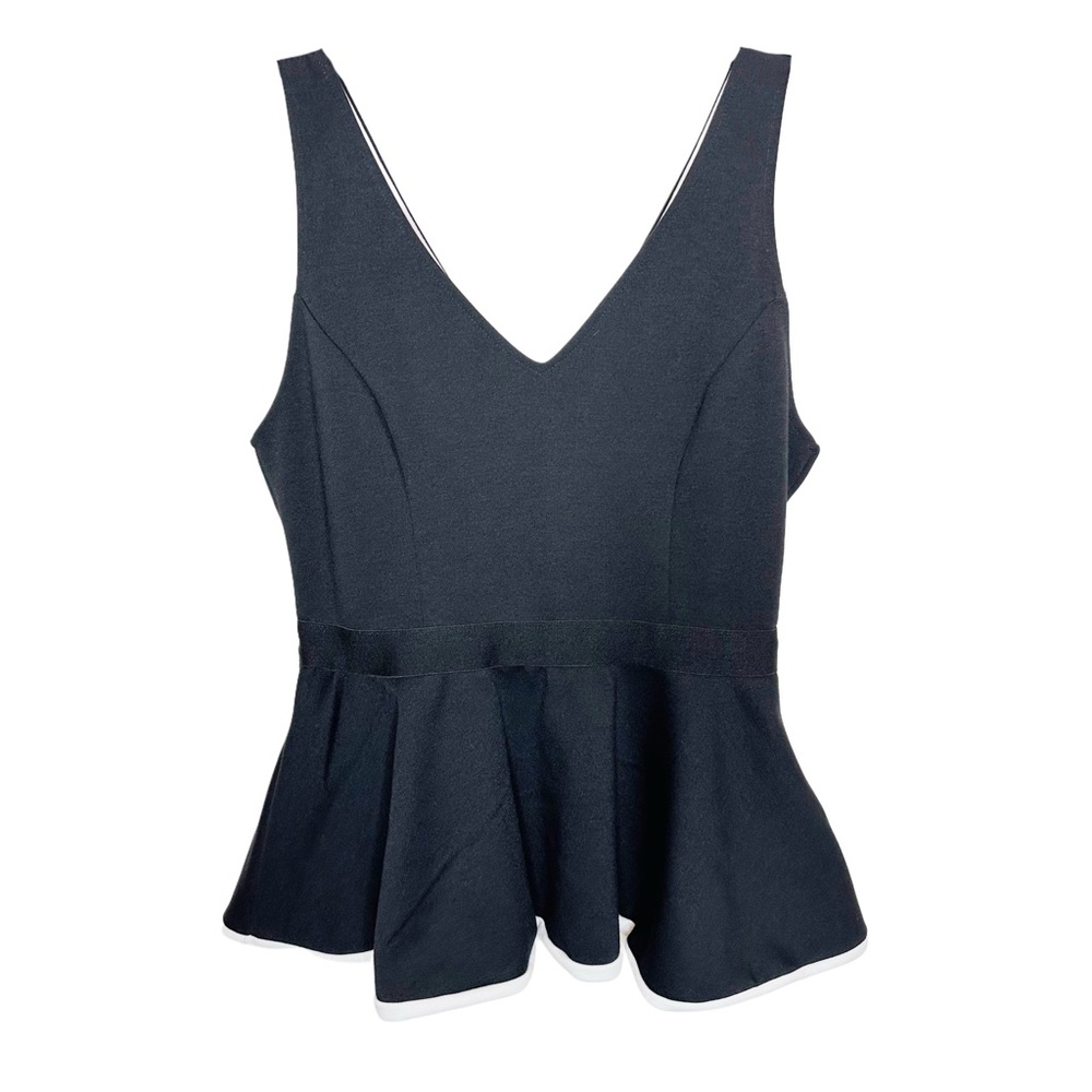 AQUA Black Peplum Top L
